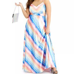 NWT Macy's City Studio Tie Dye Satin Formal Dress ~ 16W